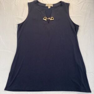MICHAEL Michael Kors Navy Tank Top with Gold Detail